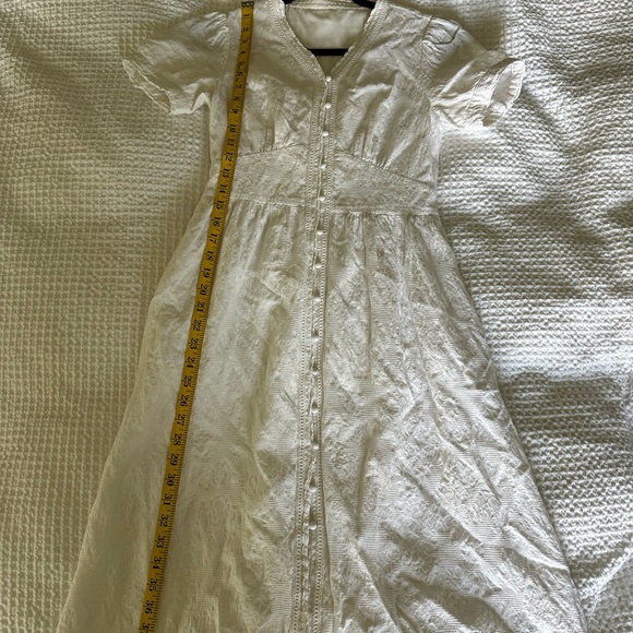 White Button-Front Short Sleeve Midi Dress - Picture 3 of 5